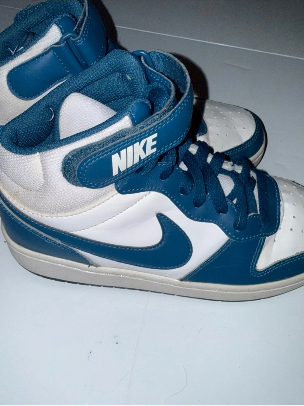 Nike Court Borough Mid 2 GS Shoes White Blue CD7782-108 Size 5Y